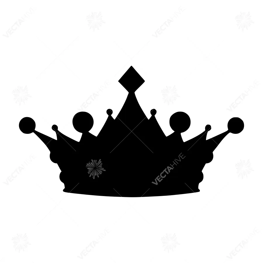 Black Crown Silhouette Vector Icon
