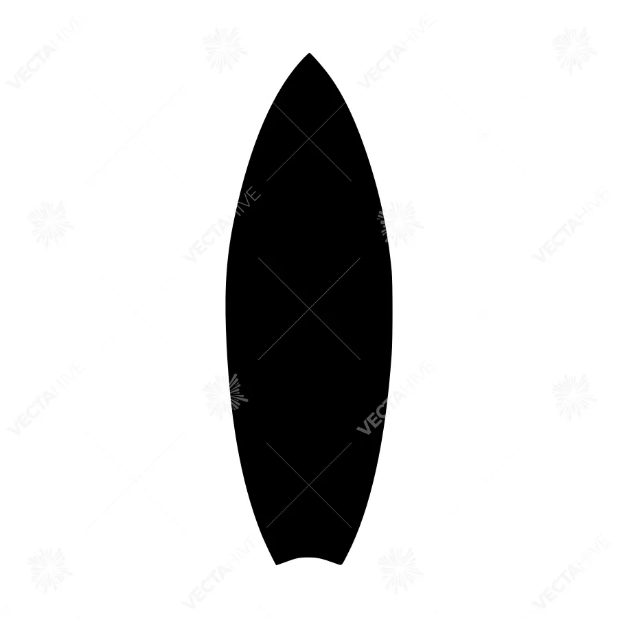 Black Surfboard Silhouette Vector Icon