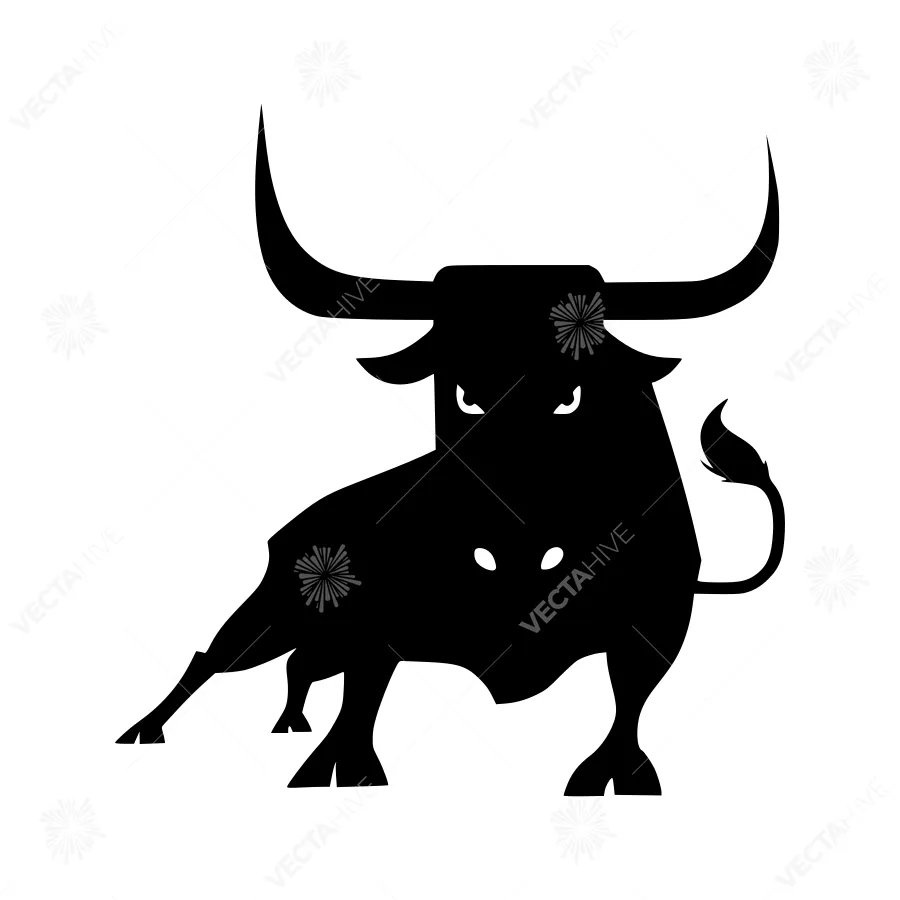 Black Bull Silhouette Vector Illustration