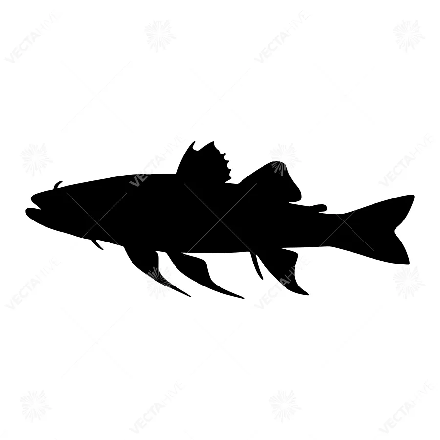 Black Fish Silhouette Vector Illustration