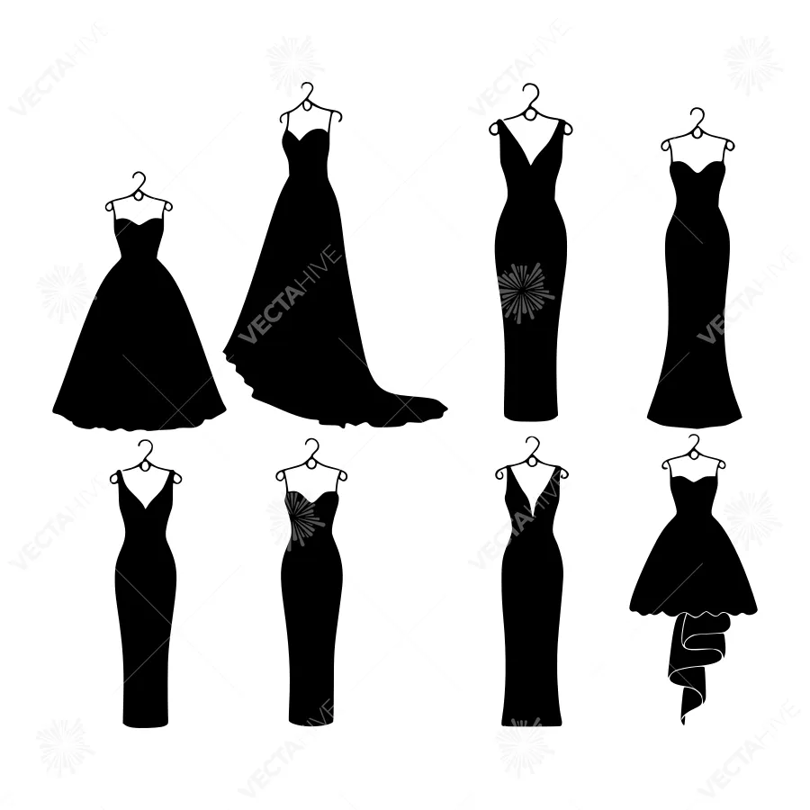 Black Dress Silhouettes on Hangers