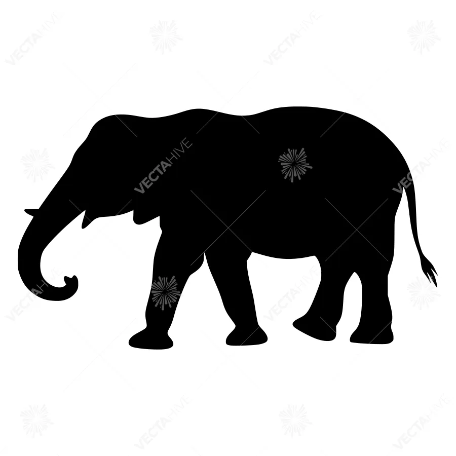 Black Elephant Silhouette Vector Graphic