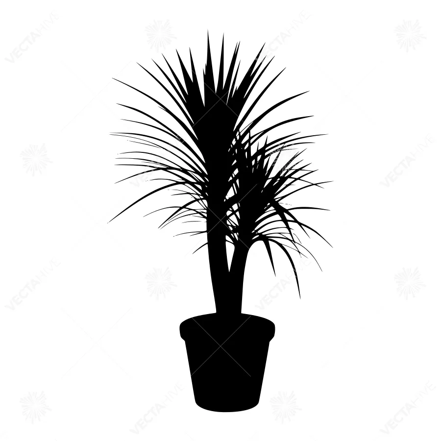 Black Plant Silhouette in Pot
