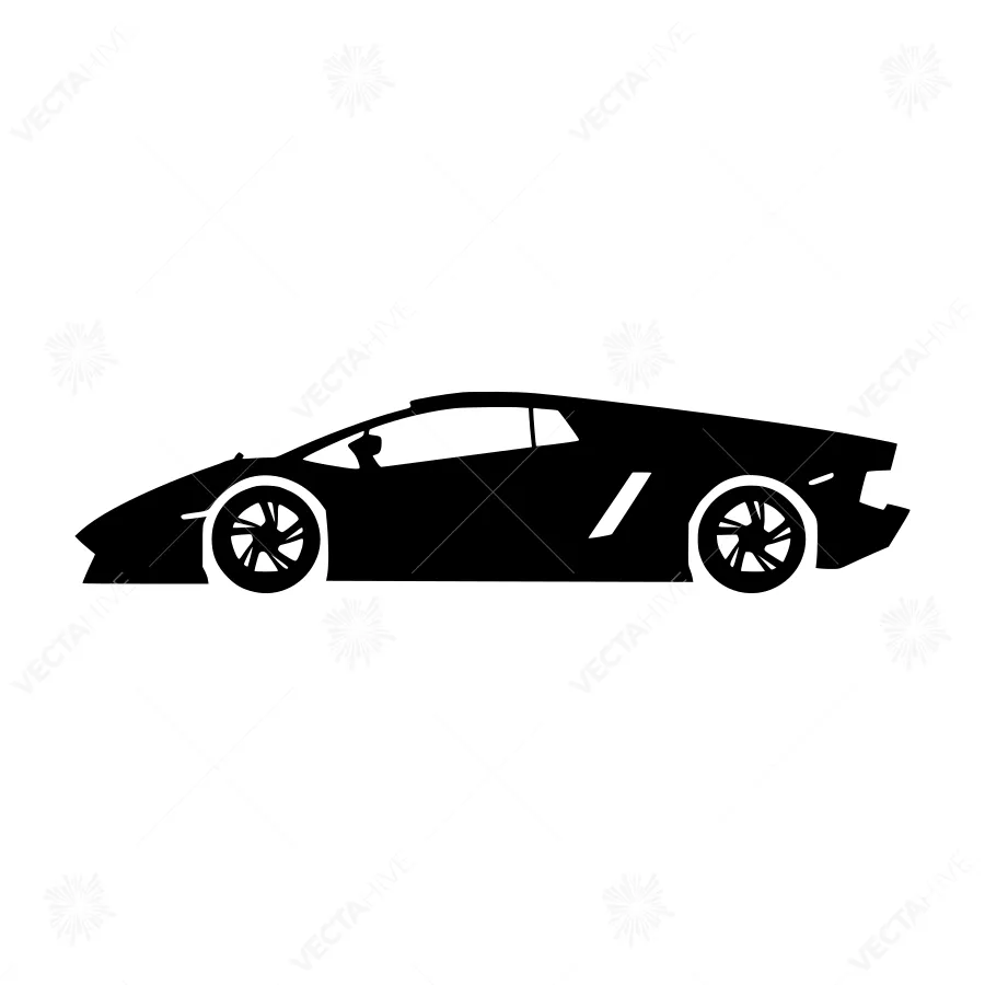 Black Lamborghini Silhouette Vector