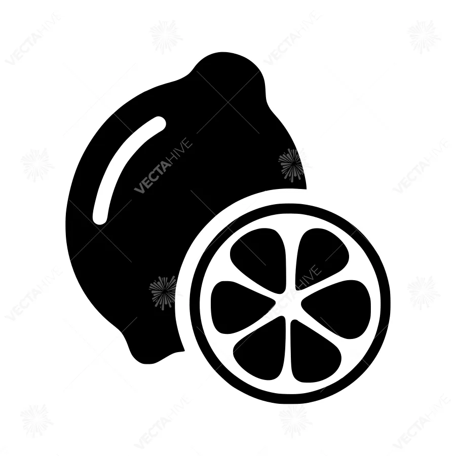Lemon Slice Icon - Black Silhouette