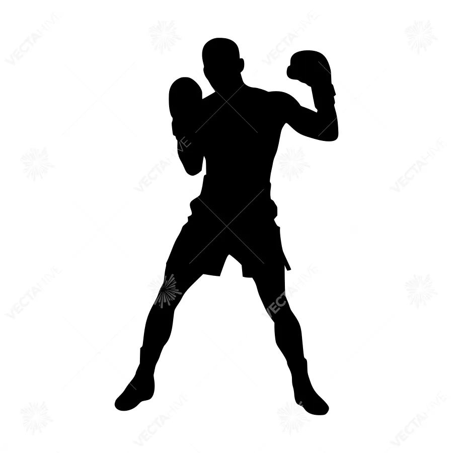 Boxing Silhouette - Black Outline