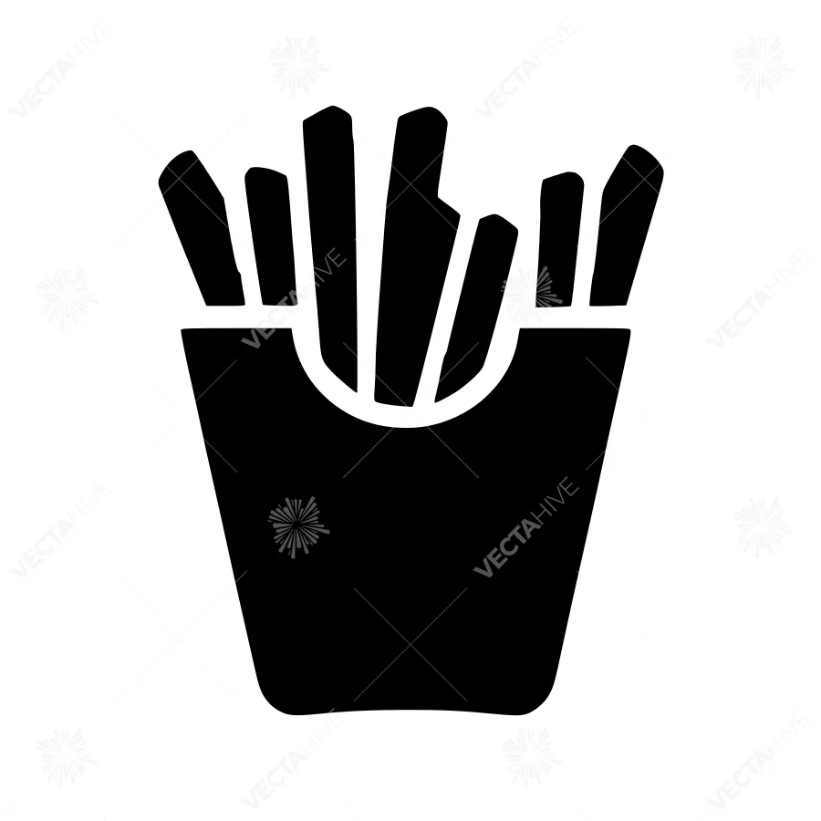 Black & White French Fries Icon