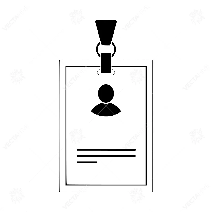 Black ID Badge with Loop - Vector Illustration