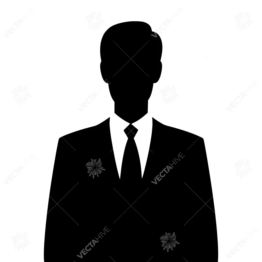Silhouette Businessman Portrait - Black & White Vector