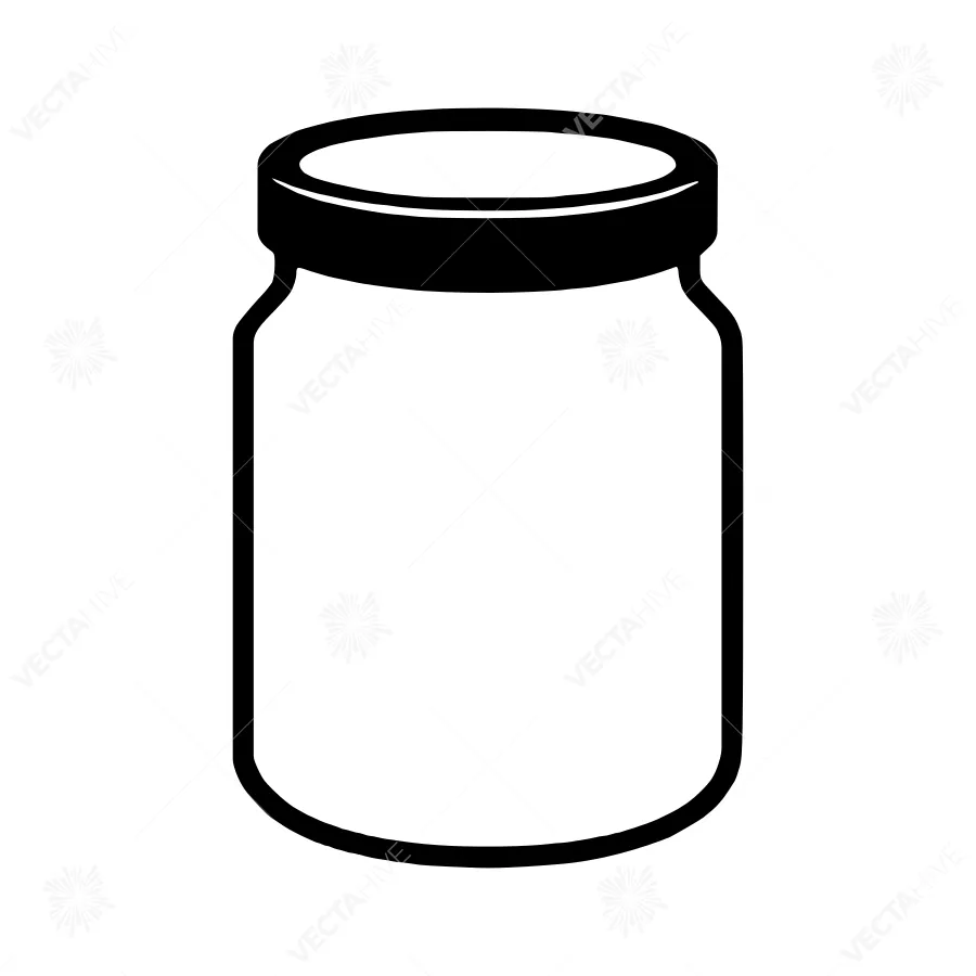 Jar Icon - Black Outline on White