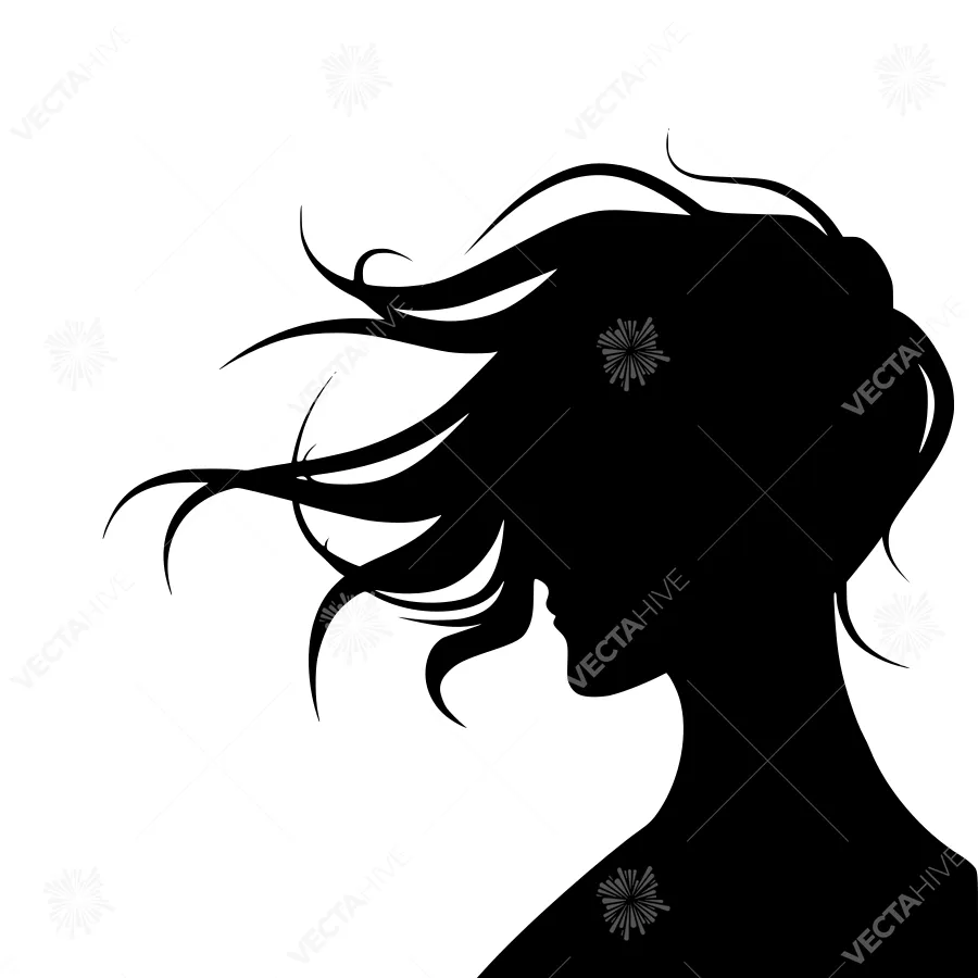 Silhouette Woman Head Profile - Elegant Black Outline