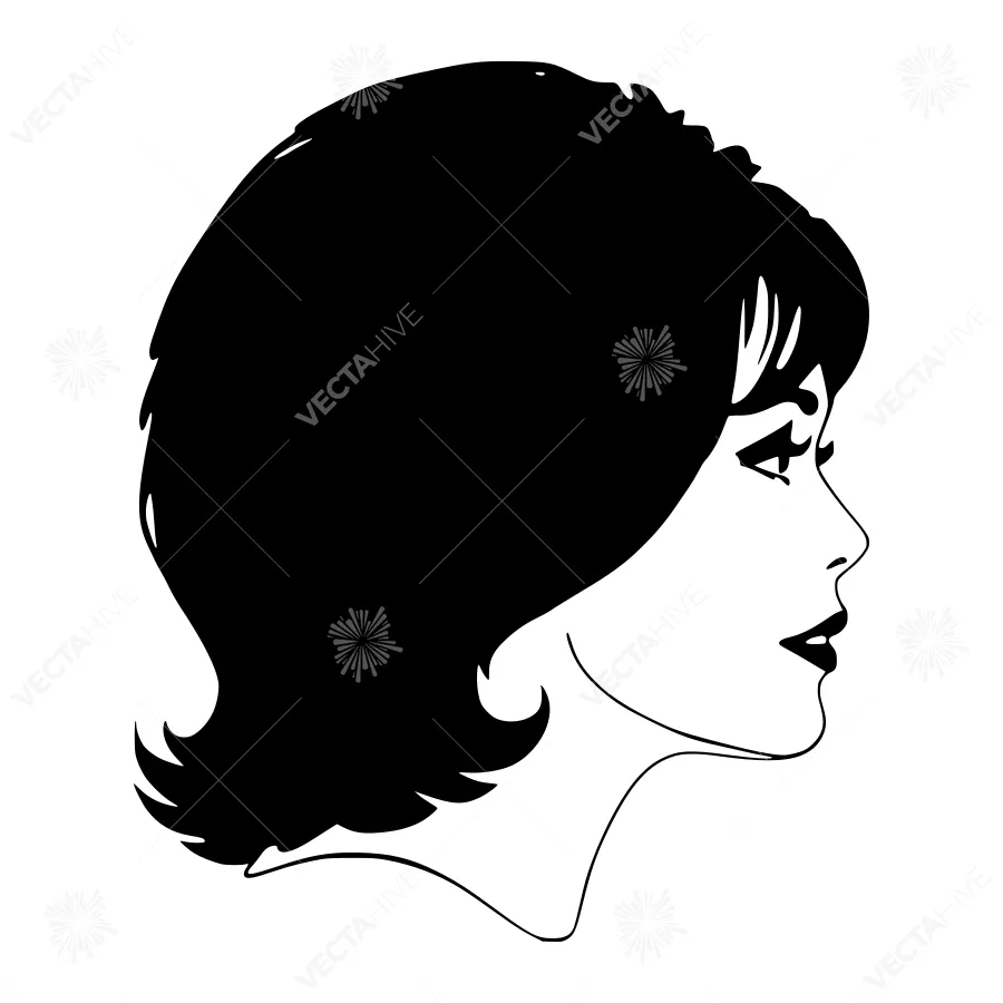 Black Silhouette Portrait - Woman Profile