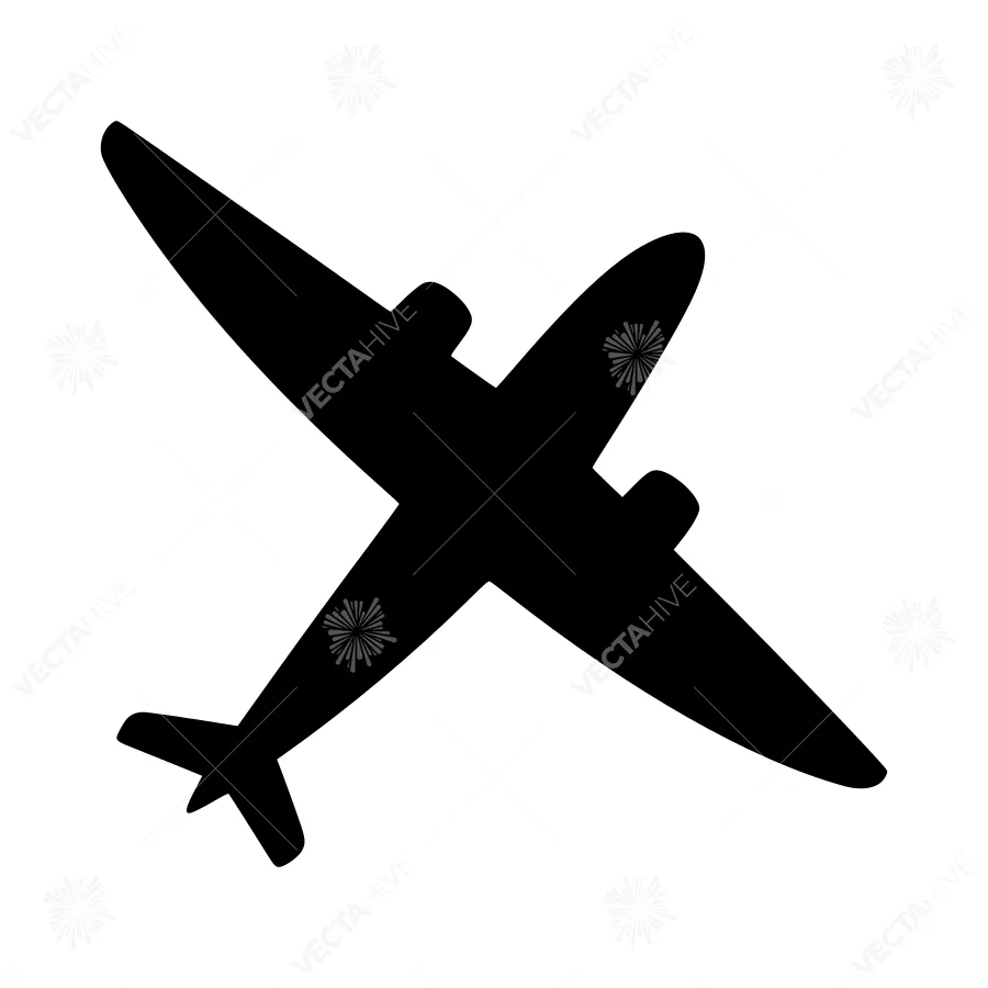 Black Airplane Icon - Simple Vector Illustration