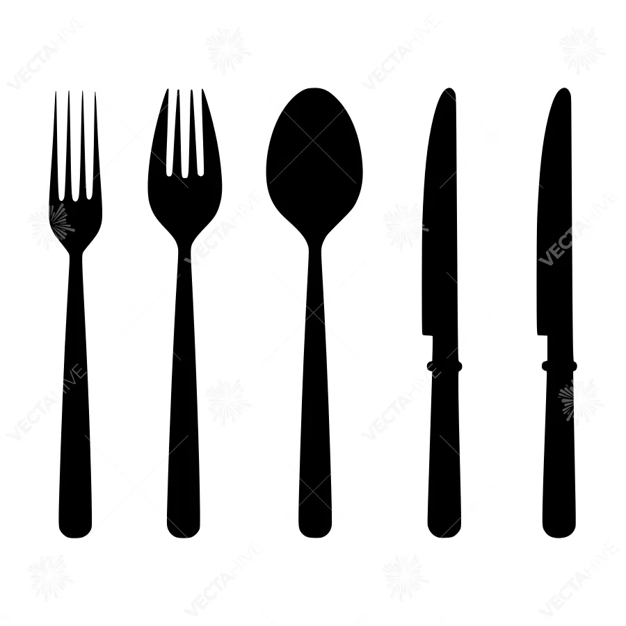 Silver Tableware Icons - Cutlery Set