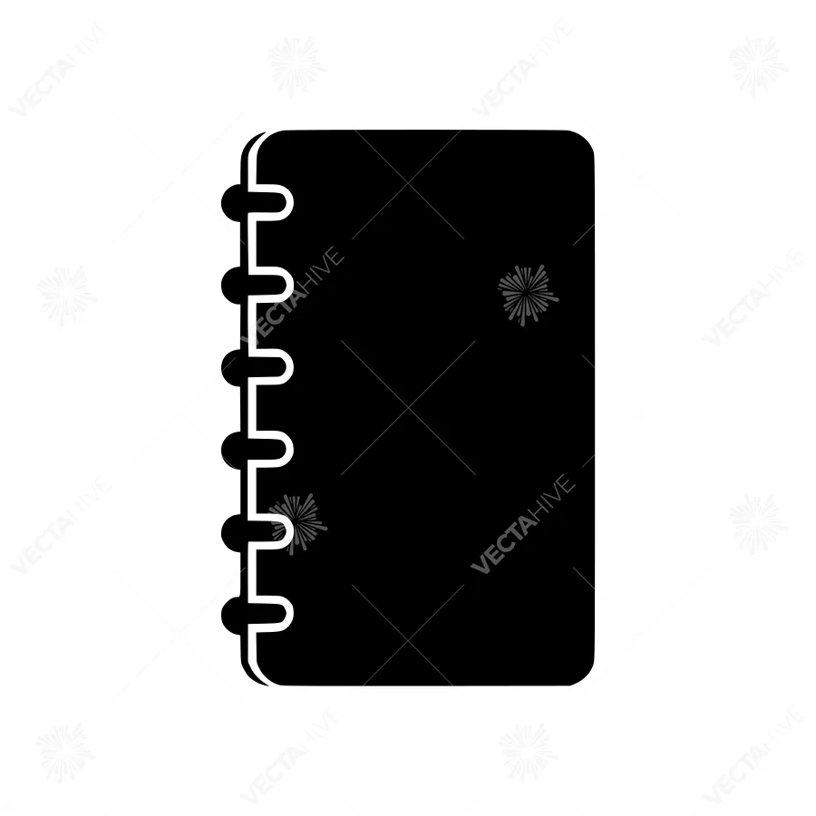 Black Spiral Notebook Icon - Vector Illustration