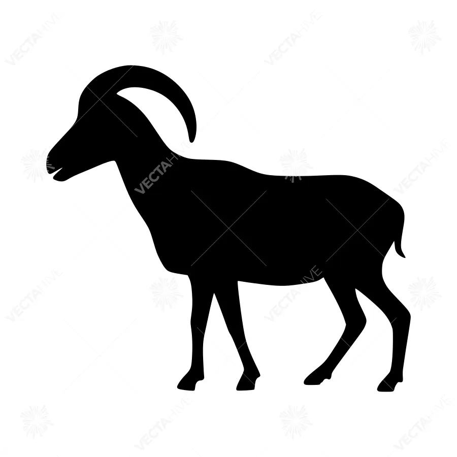 Black Ram Silhouette Vector Graphic