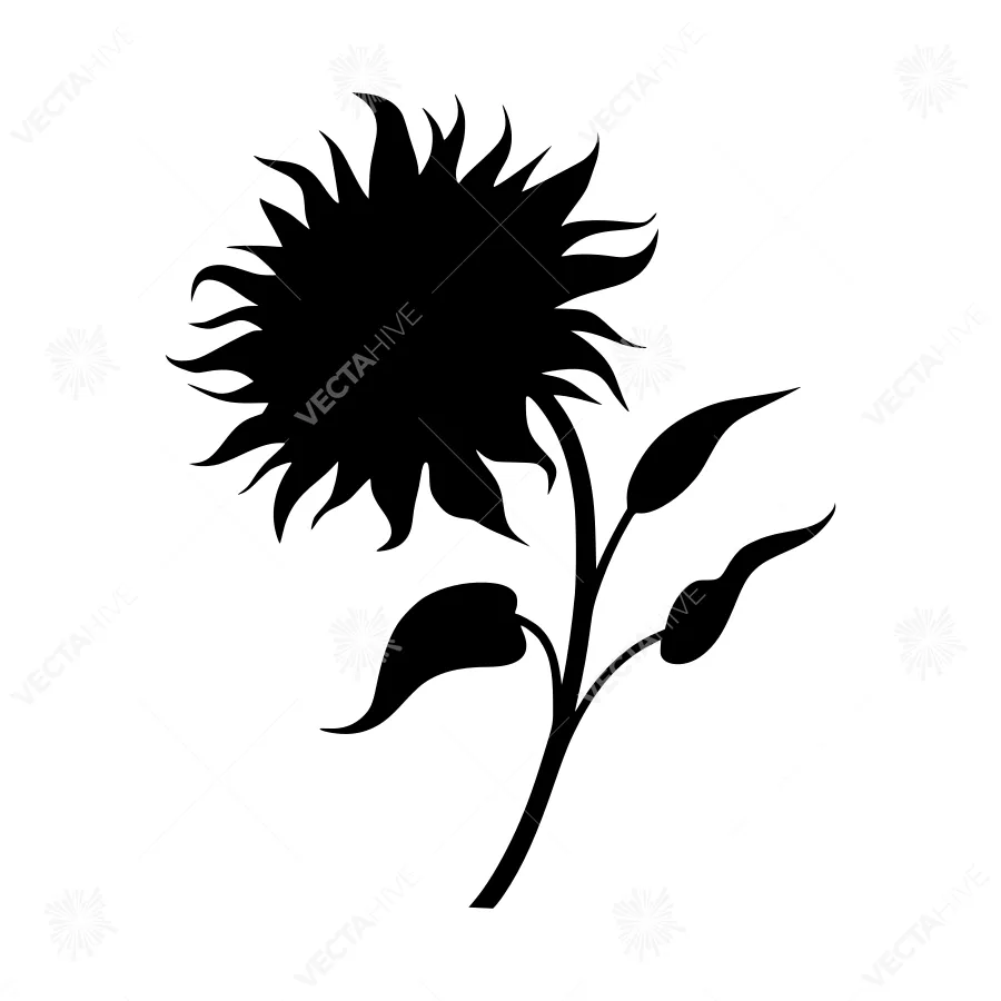 Sunflower Silhouette Vector Illustration