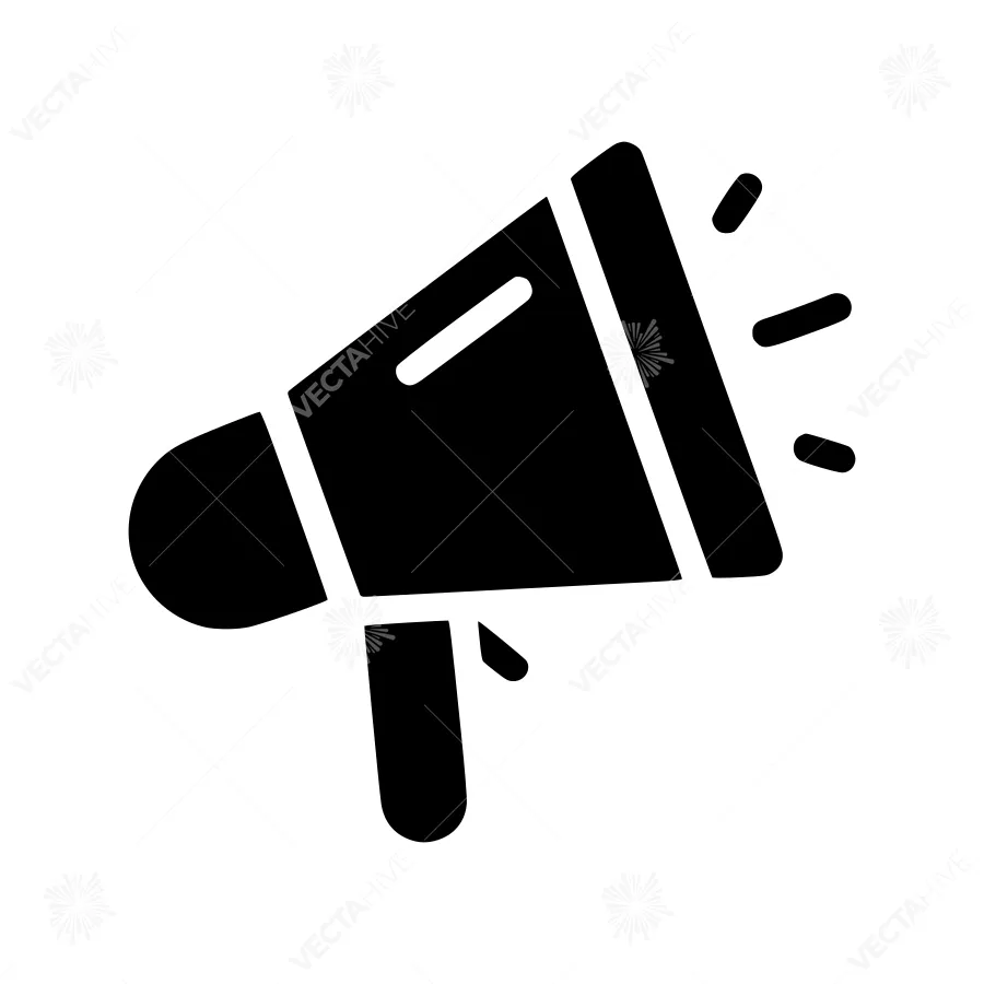 Black Megaphone Icon - Vector Illustration