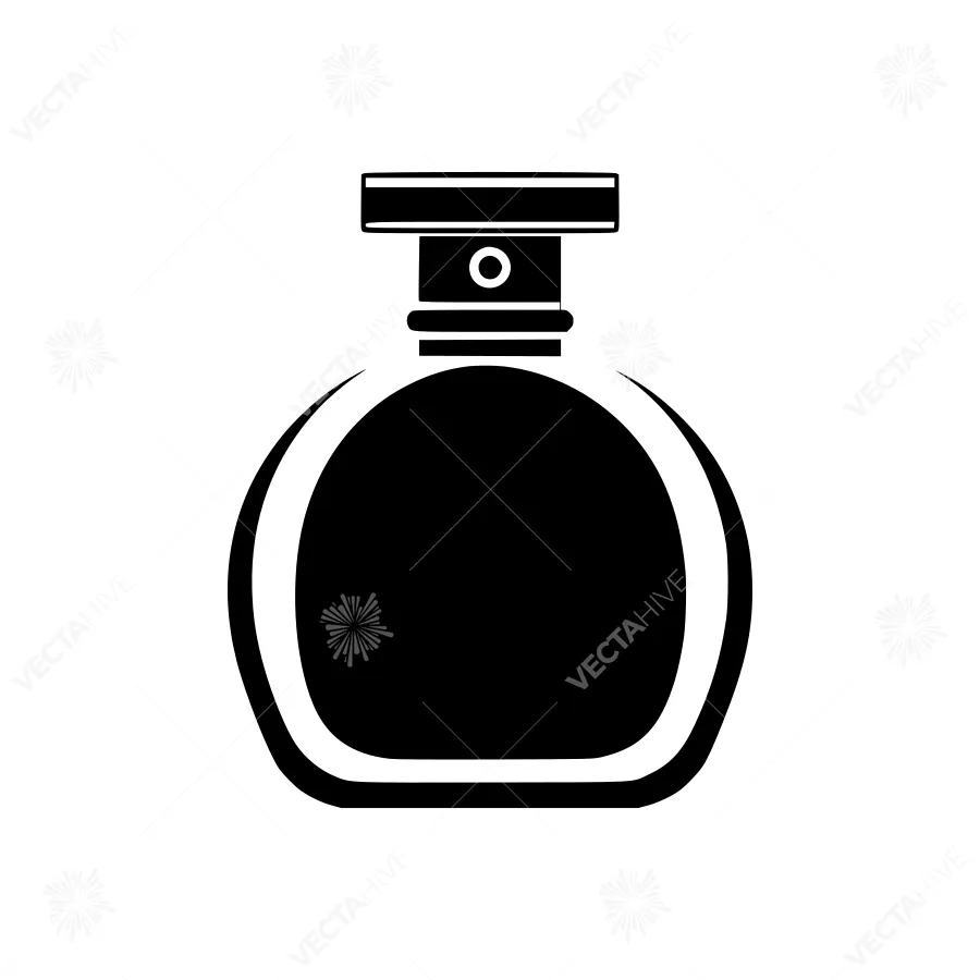 Black Perfume Bottle Icon - Minimalist Vector