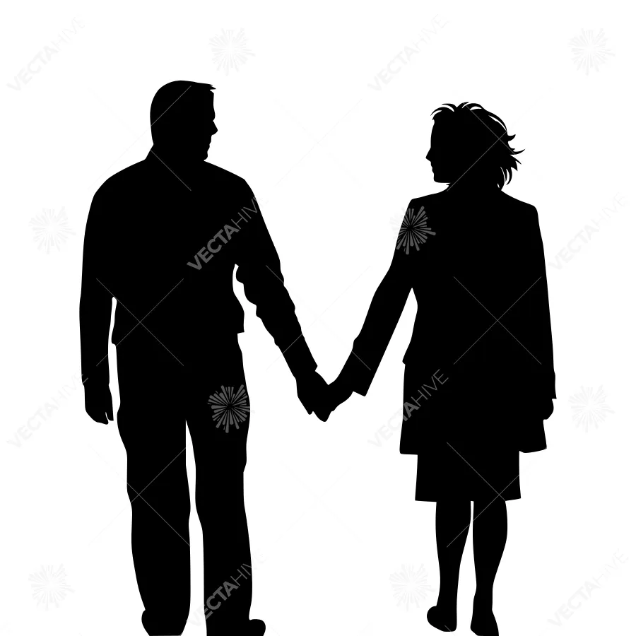 Silhouette Couple Holding Hands - Minimalist Design