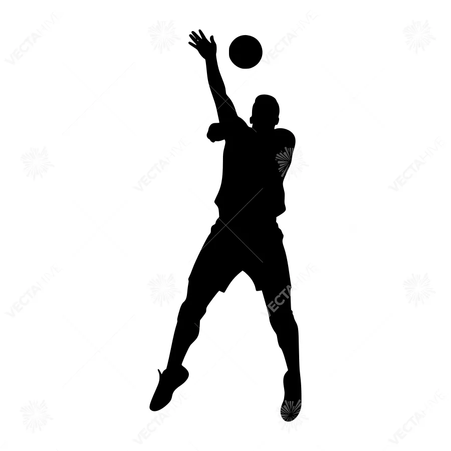 Silhouette Volleyball Player Reaching for Ball