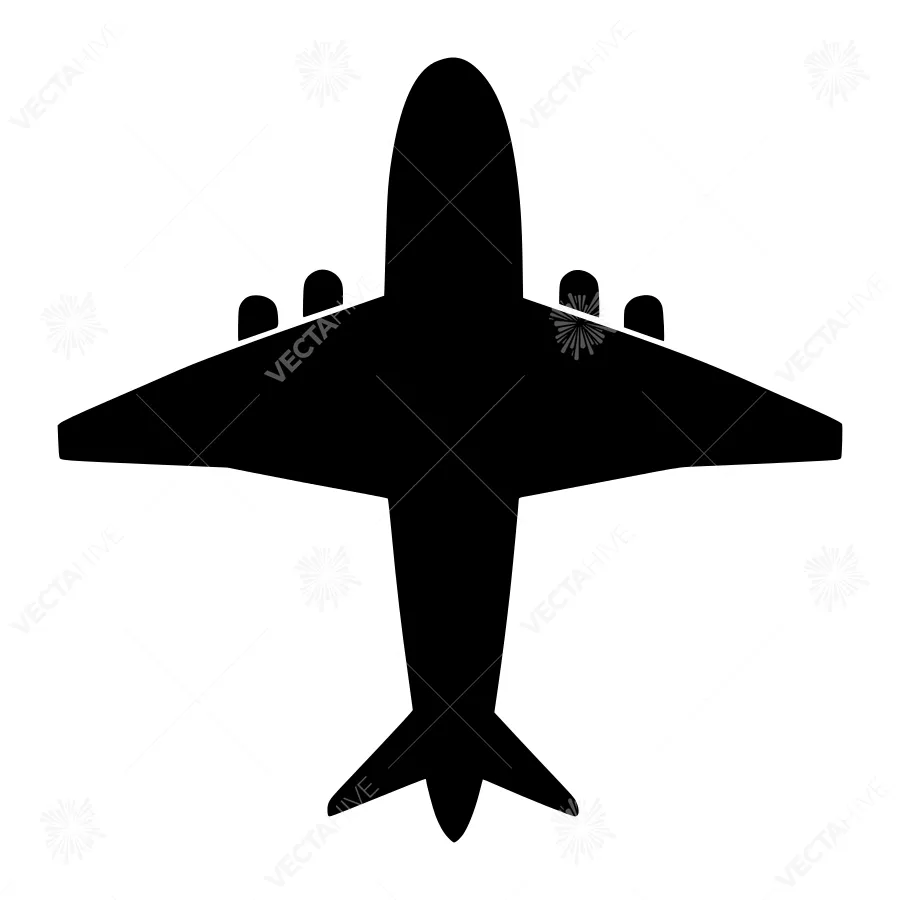 Black Airplane Silhouette Icon