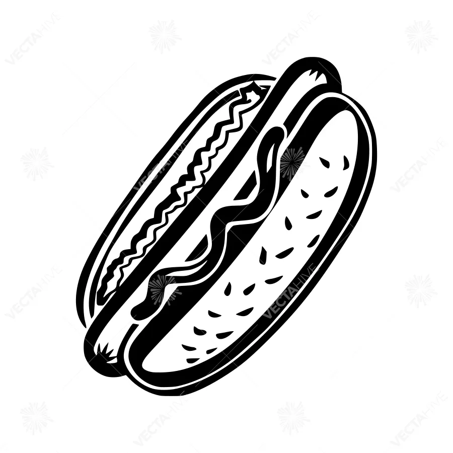 Hot Dog Silhouette Vector Illustration