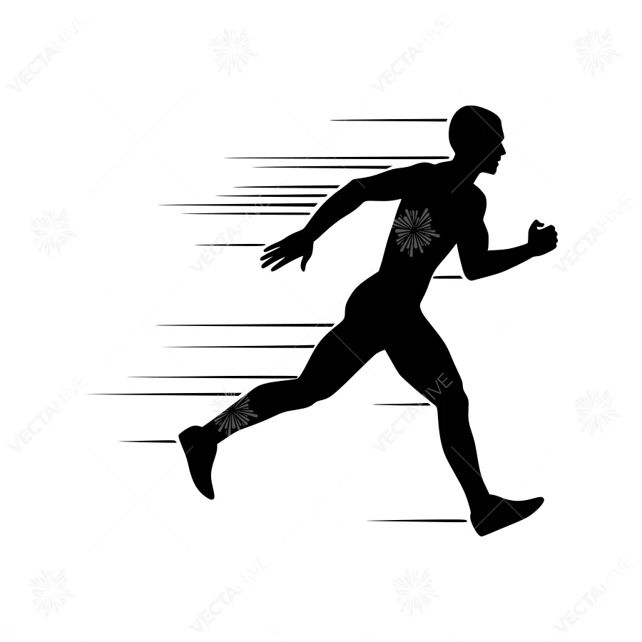 Silhouetted Runner Speed Graphic
