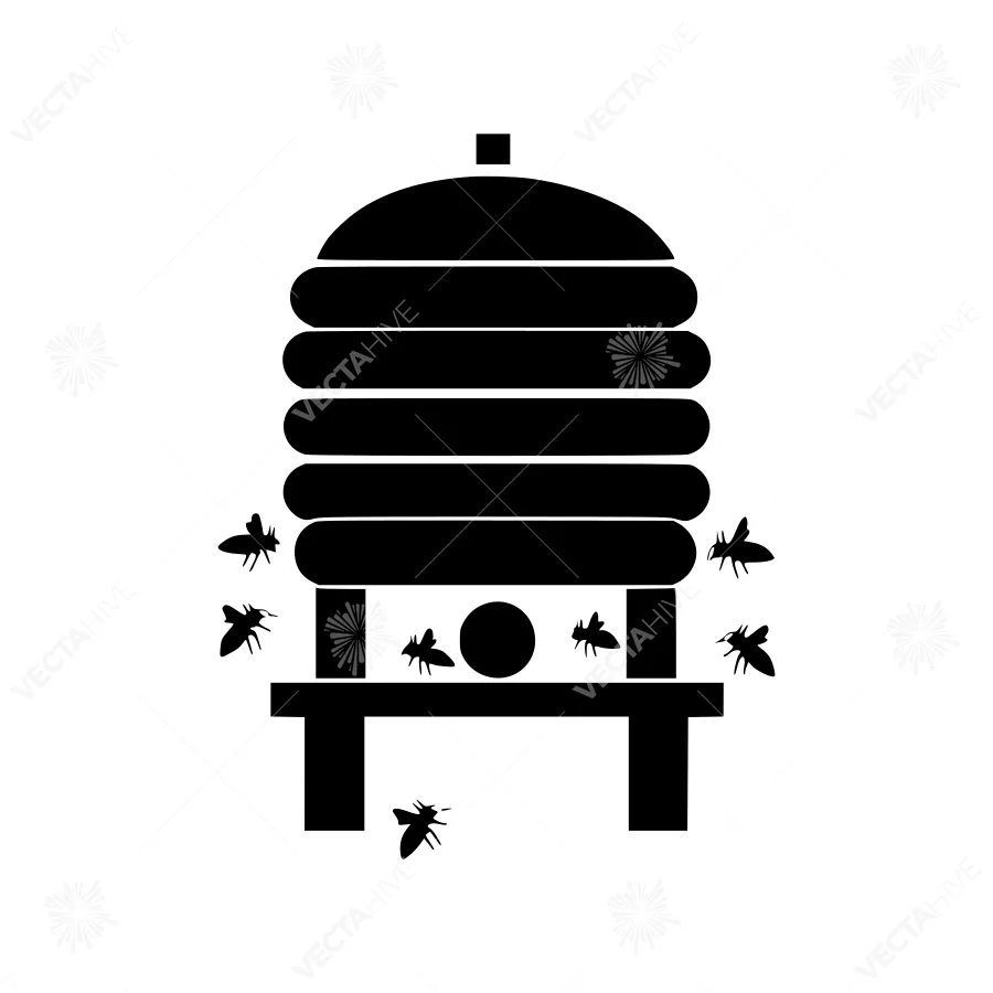 Beehive Icon - Black Silhouette Vector
