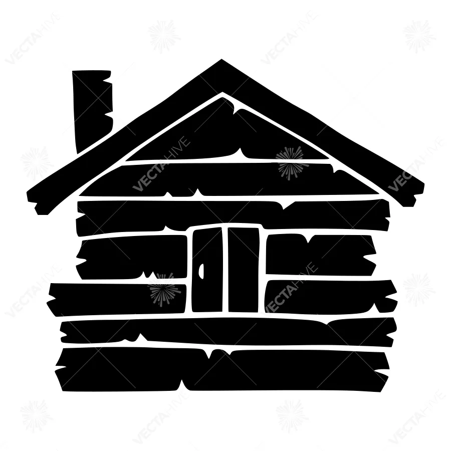 Rustic Log Cabin Silhouette Vector