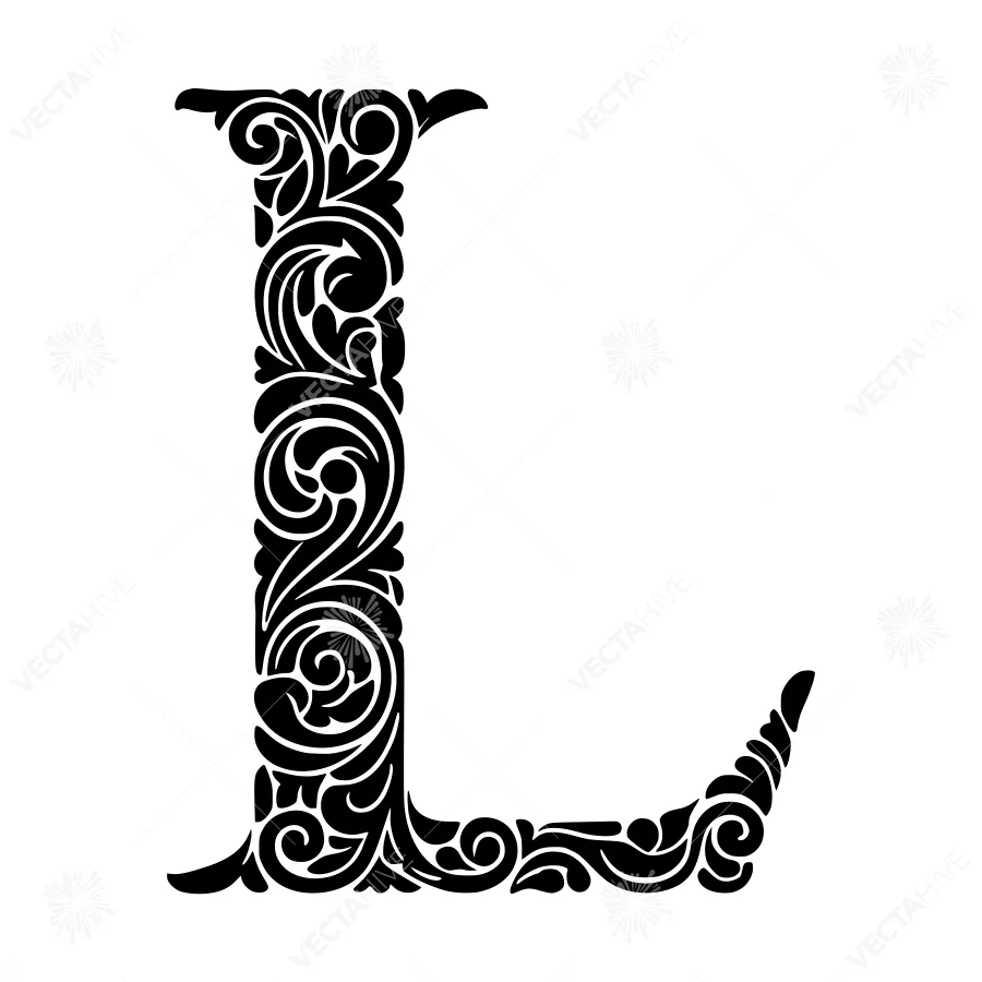 Elegant Black Letter L Ornament