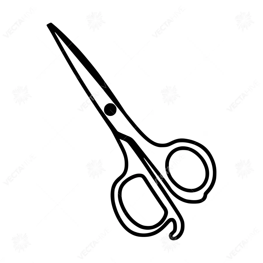 Black Line Art Scissors Icon