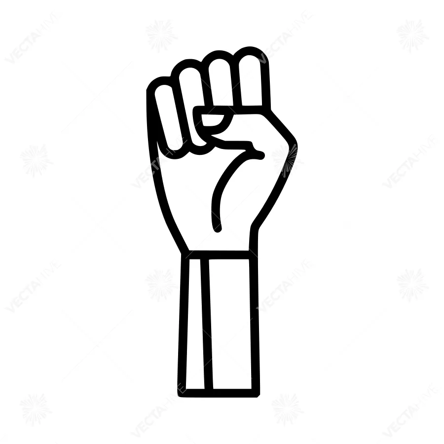 Black Line Fist Raising Symbol