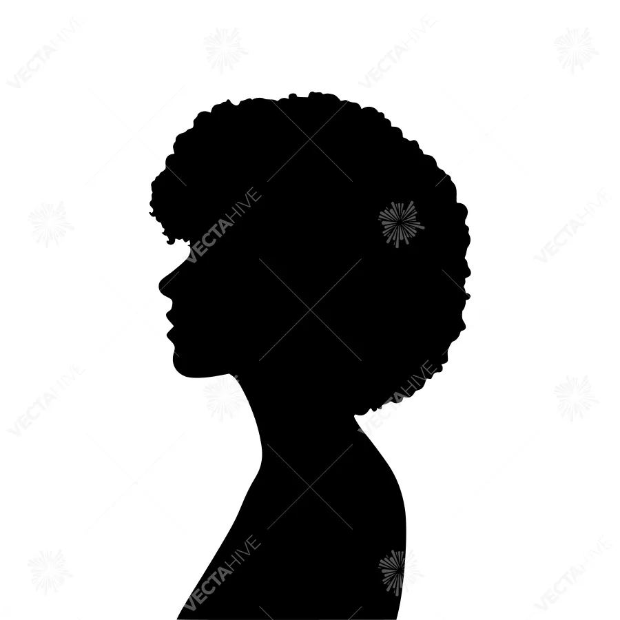 Black Silhouette Woman Profile - Afro Hair