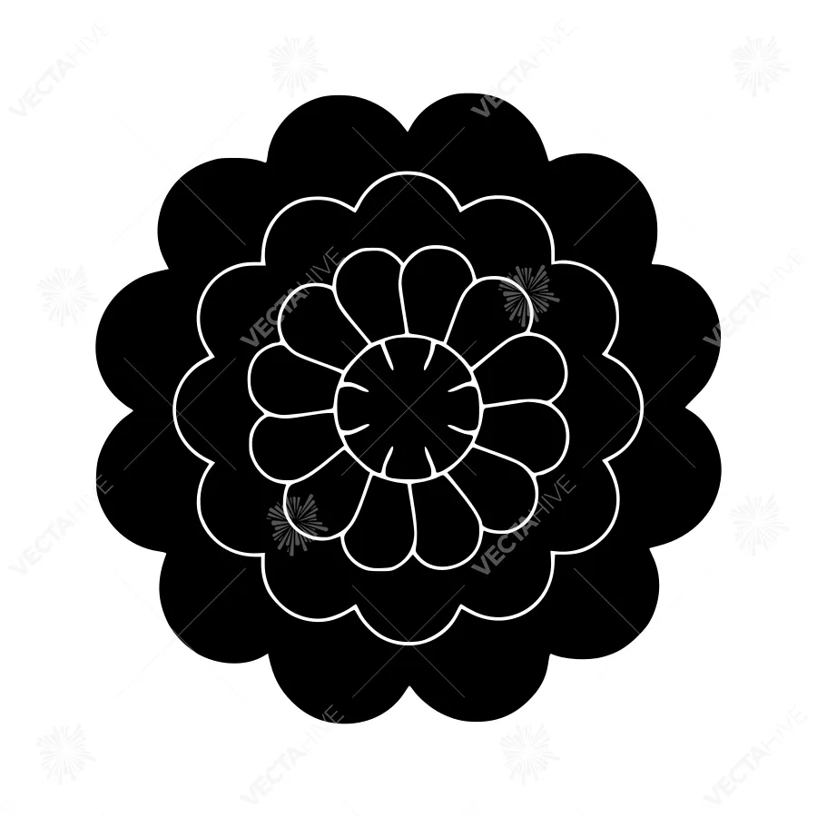 Minimalist Black Flower Outline Vector