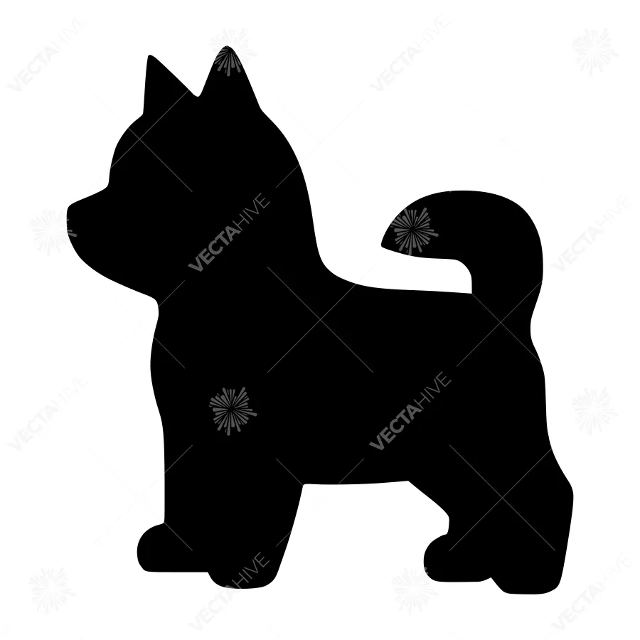 Silhouette Dog - Husky Outline Vector