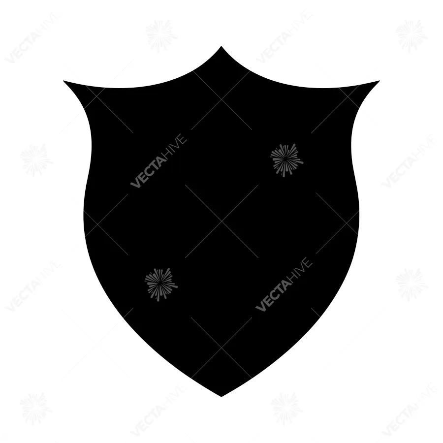 Shield Icon - Black Silhouette Vector