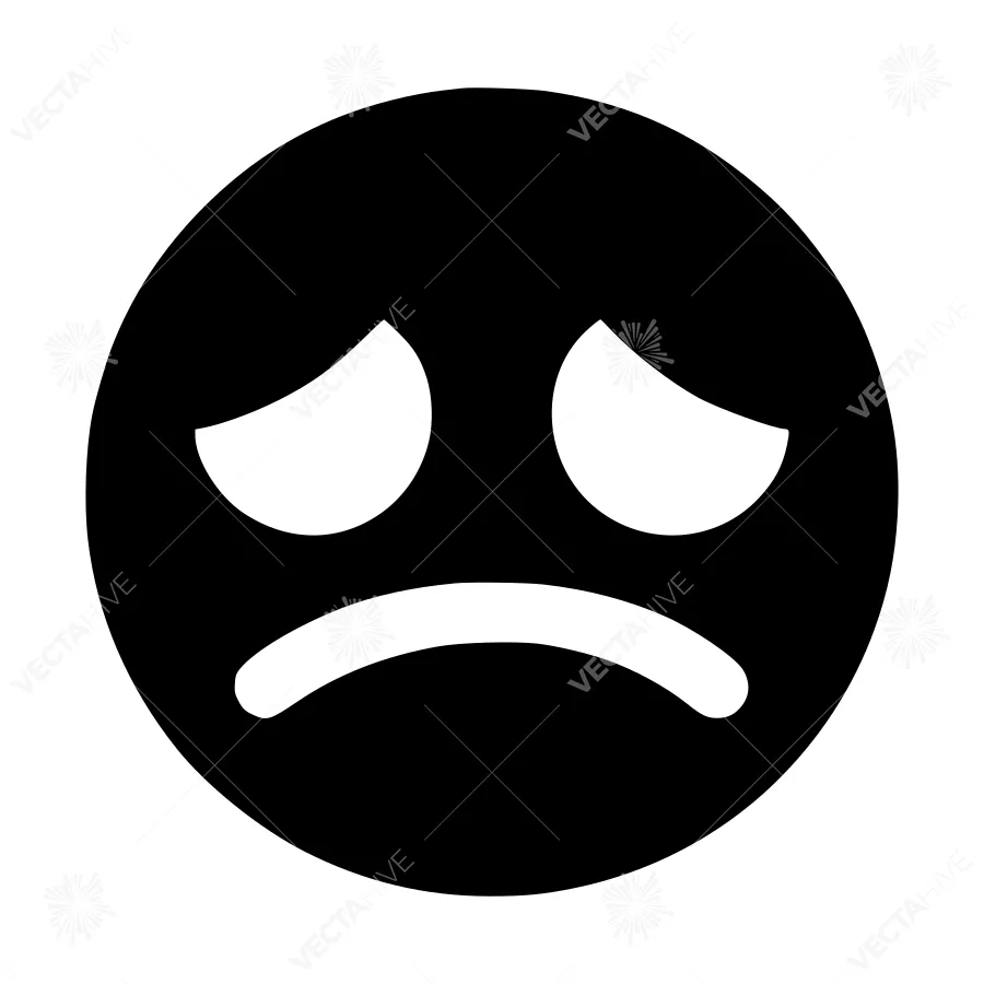 Sadness Emoji Icon - Black Silhouette