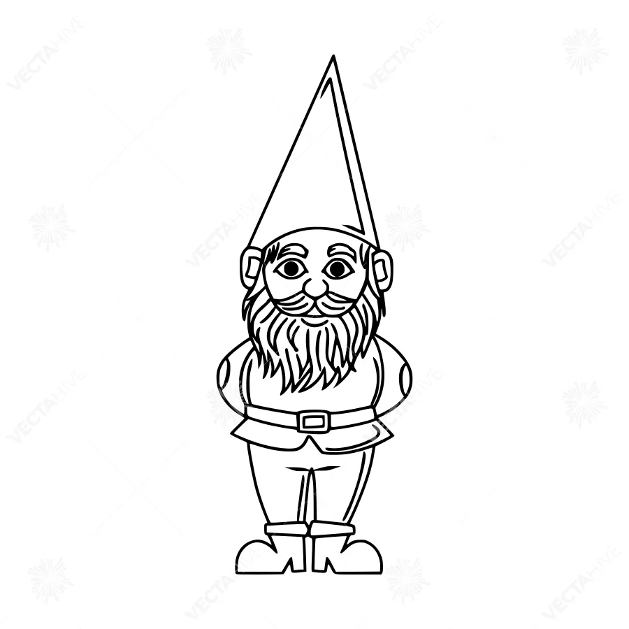 Black & White Garden Gnome Illustration
