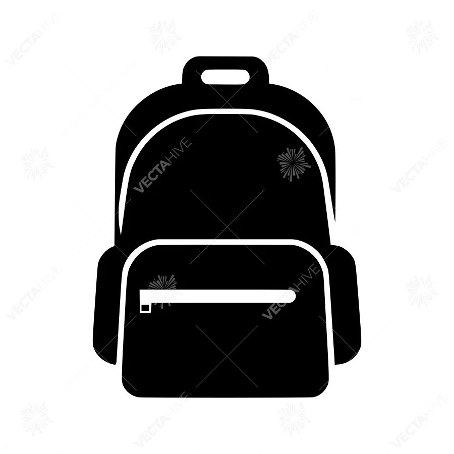Black Backpack Icon - Vector Illustration