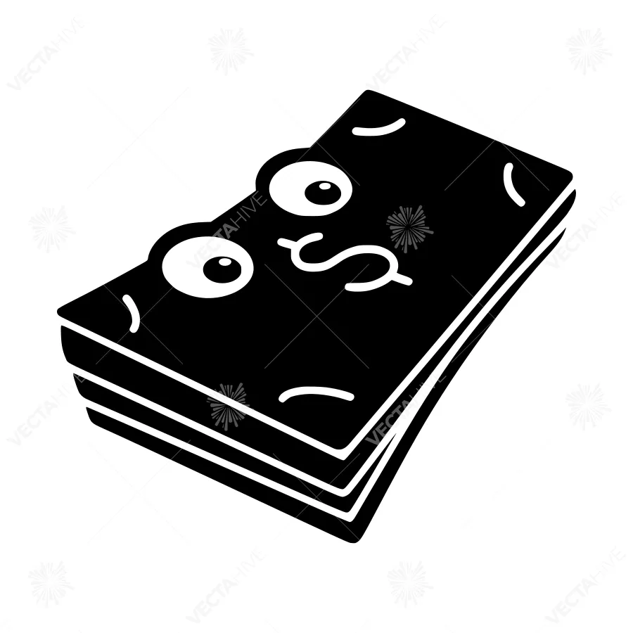 Stack of Money - Black & White Vector Illustration
