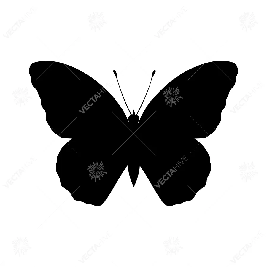Butterfly Silhouette Icon - Black on White