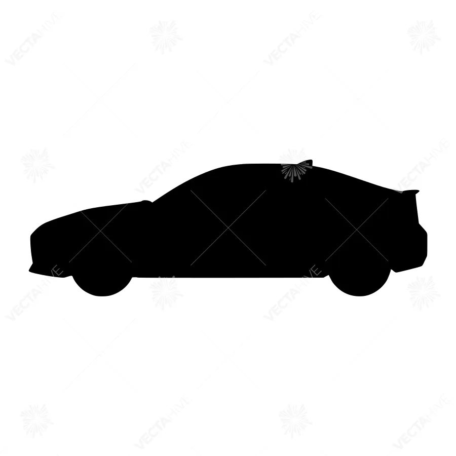 Car Silhouette Icon - Black on White