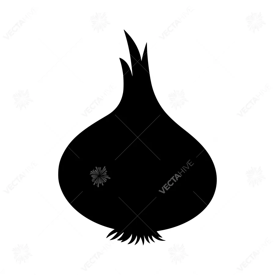 Black Onion Silhouette Vector Icon