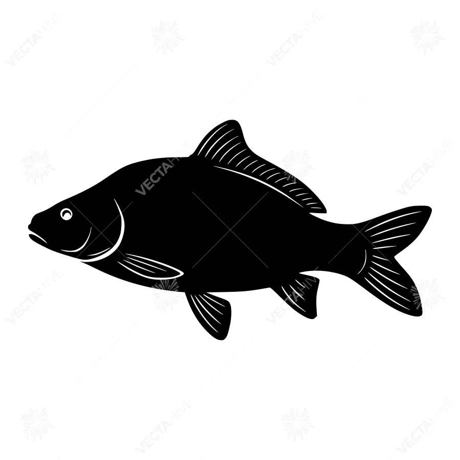 Black Fish Silhouette Vector Illustration