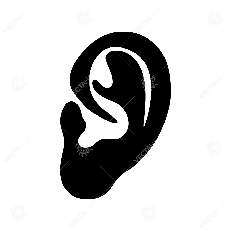 Black Ear Icon - Simple Listening Symbol