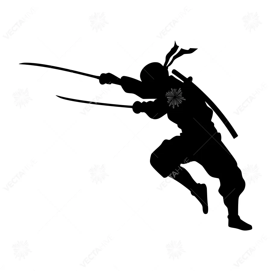 Silhouette Ninja Warrior - Action Pose