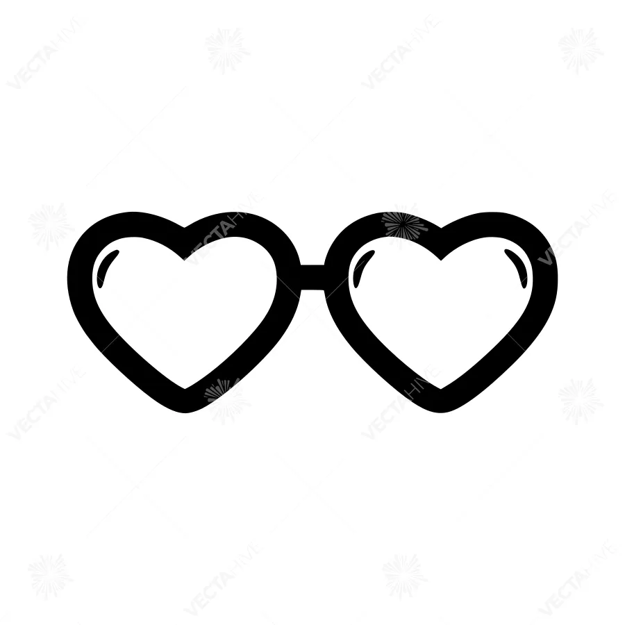 Heart Glasses Icon - Black Outline