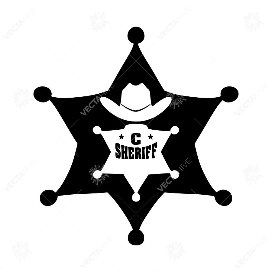 Sheriff Star Badge Vector Illustration