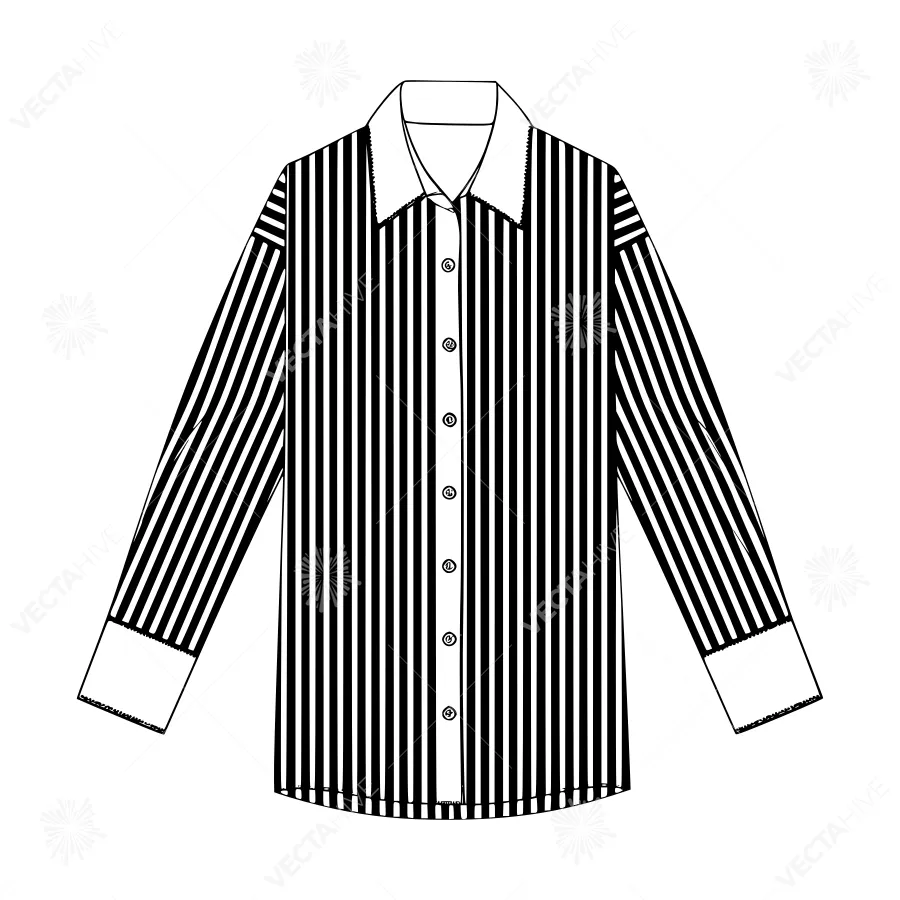 Black & White Striped Shirt Fashion Illustration